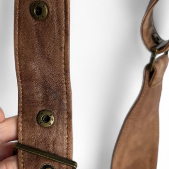 Sash Bag Genuine Leather Cross Body Bag Chestnut Brown Reversible Travel Pockets - Picture 6 of 8